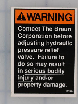 Braun DECAL-WARN/PRESS REL VALVE (EA)