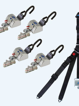 Q Straint 4 QRT Max Retractors with L-Track fittings with Retractable Lap & Shoulder Belt Combo (Series L)