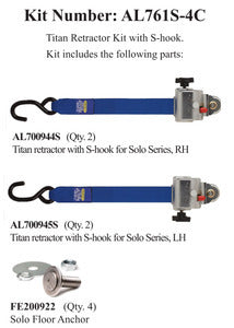 Sure-Lok Titan Tie Down Kit complete with S-Hooks (Series Floor Anchor)