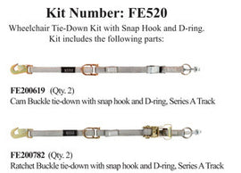 Sure-Lok Tie Down Ratchet Kit with Clip and D Ring 2 Ratchet Buckle and 2 Cam Buckle  (Series A)