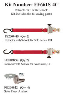 Sure-Lok Tie Down Retractor Kit with S-Hooks (Series Floor Anchor)